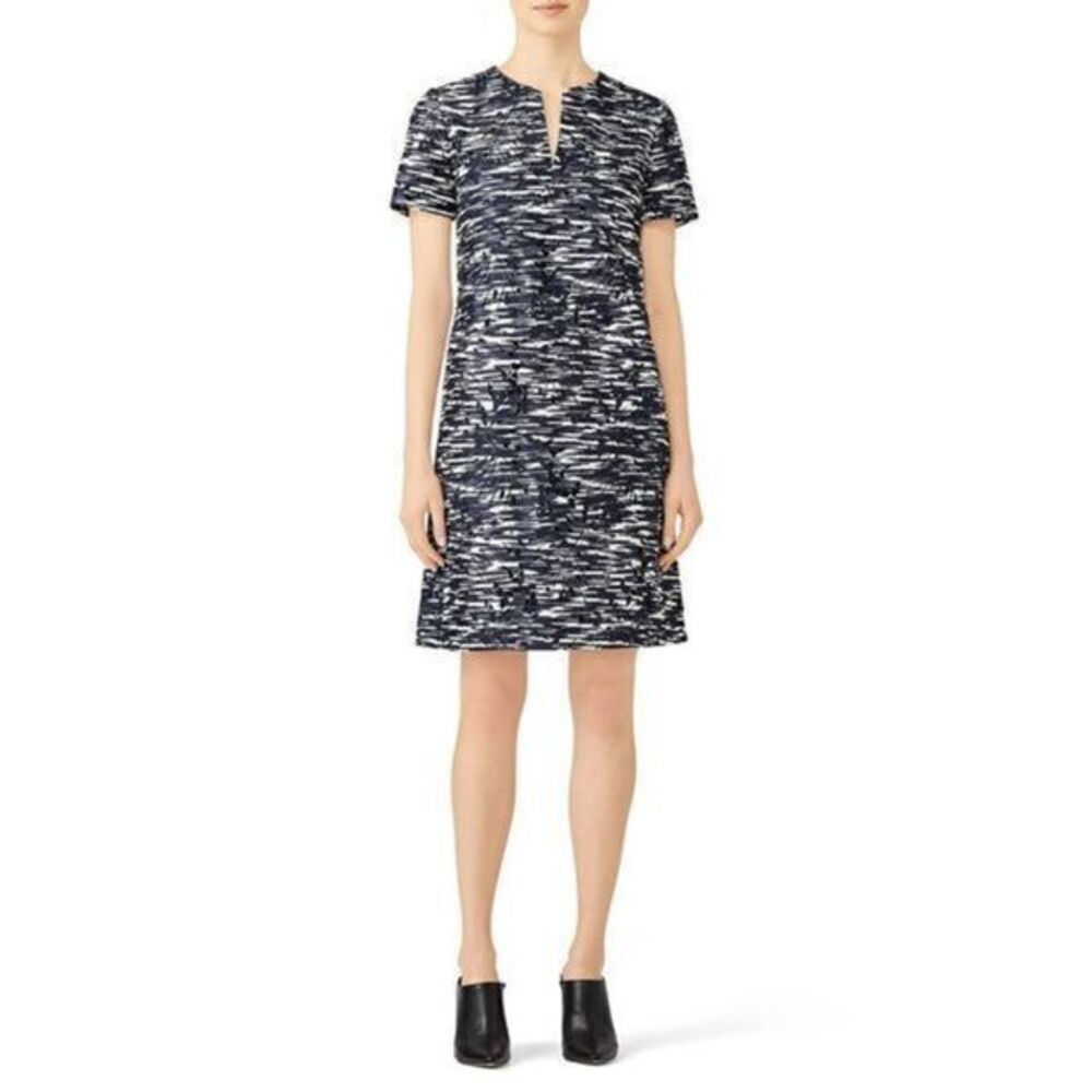 TORY BURCH EUC Blue Perforated Leaf Shape Pattern Dina Dress US 10